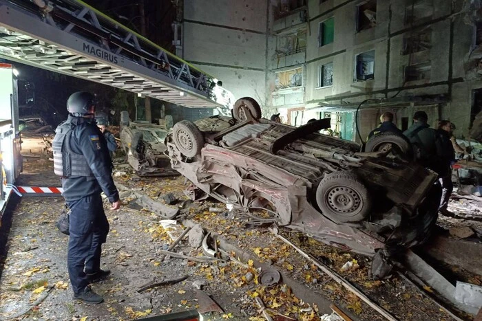 Consequences of Russian strike on residential building