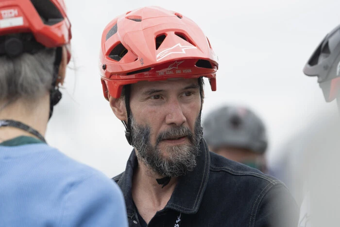 Actor Keanu Reeves on the racetrack