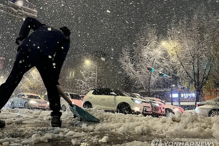 Сильнейший снегопад в Южной Корее