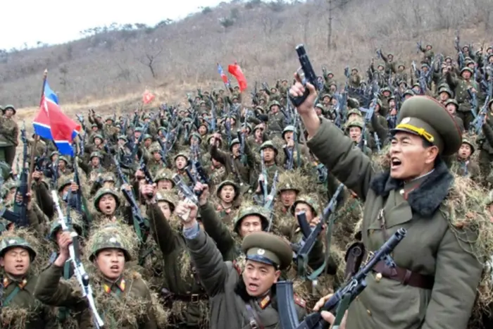 military bus with soldiers from North Korea