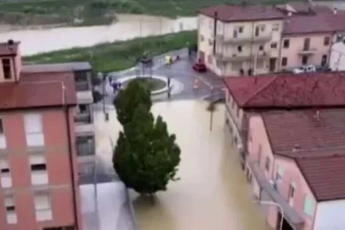 Flooded buildings in Italy after the flood