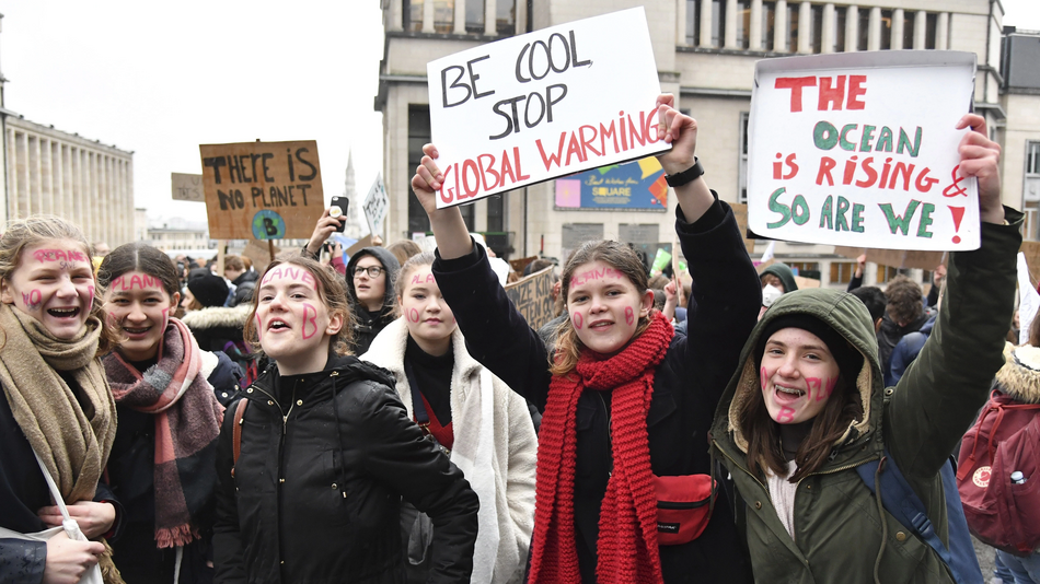 Group of young people reflecting on climate change