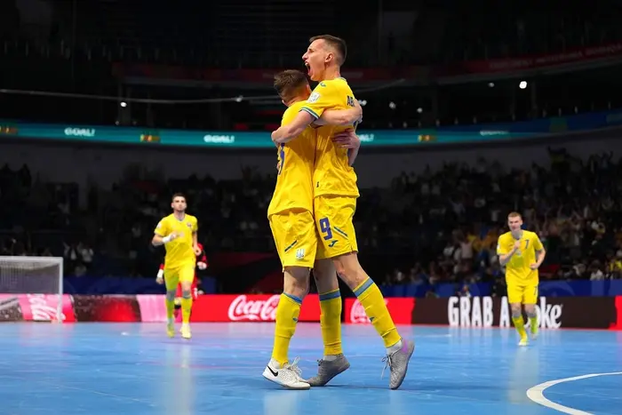 Ukrainian futsal team in the match