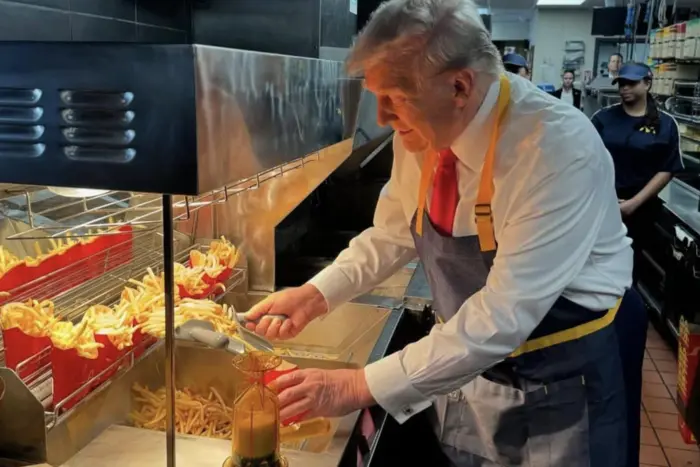 Trump behind the restaurant counter