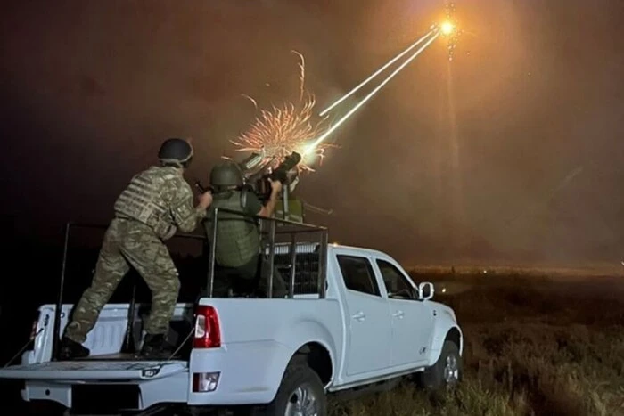 Photo of a drone explosion over the territory