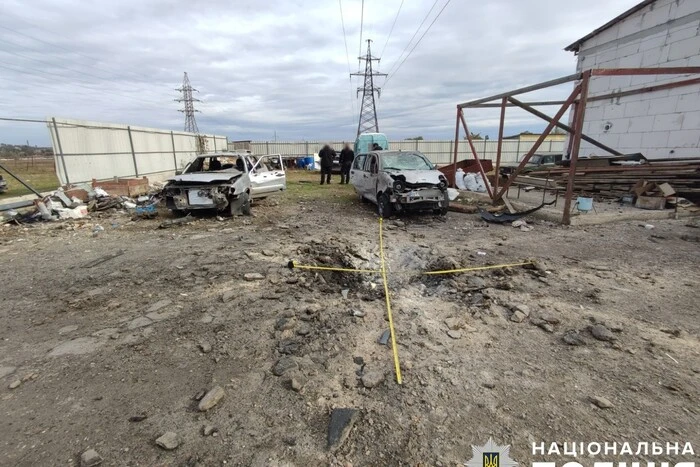 Damaged buildings and injured people from the Russian strike