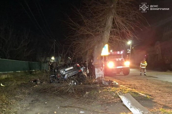 Car after flying off the road