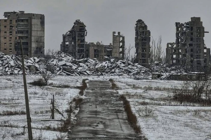 Destroyed city of Toretsk in a large cemetery