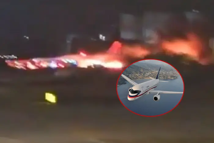 The plane caught fire during landing