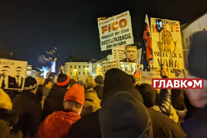 Protesters in Slovakia against the Fico government