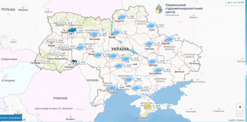 Mokry śnieg i gołoledź: synoptycy ostrzegają przed niebezpieczną pogodą na Ukrainie