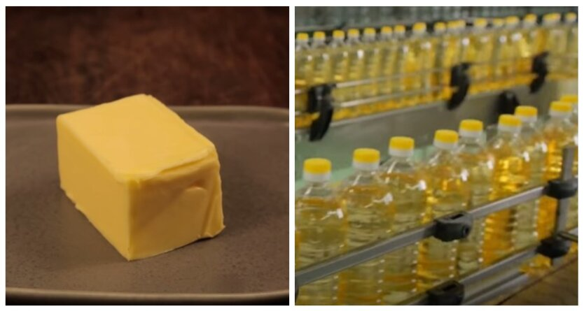 Butter and sunflower oil