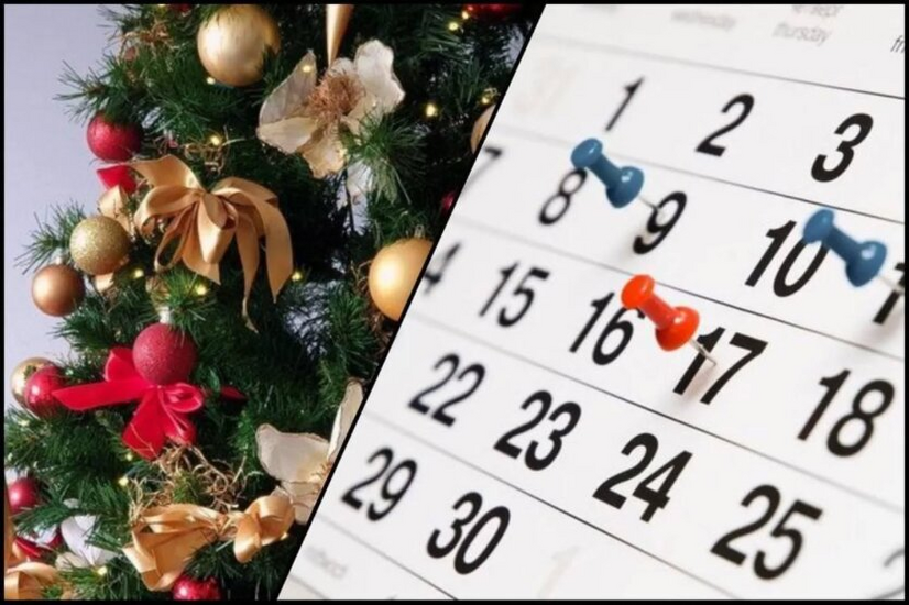 Calendar holidays Christmas and New Year